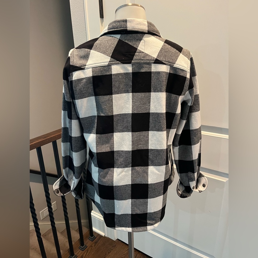 Women's Orvis flannel fleece lined button, small Black and White Checkered Top - Picture 10 of 10